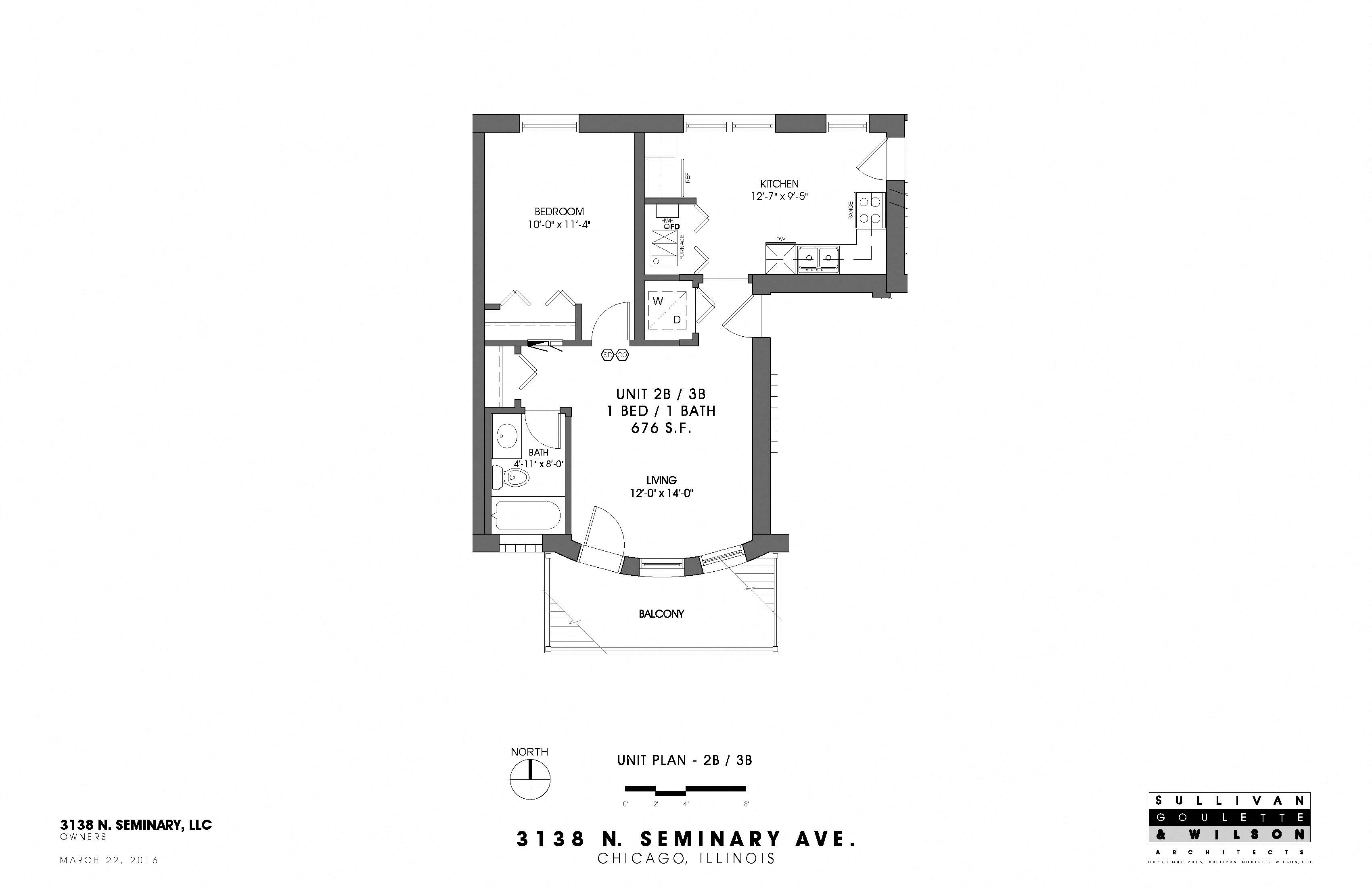Floor plan for 1 bed, 1 bath, 628 sqft